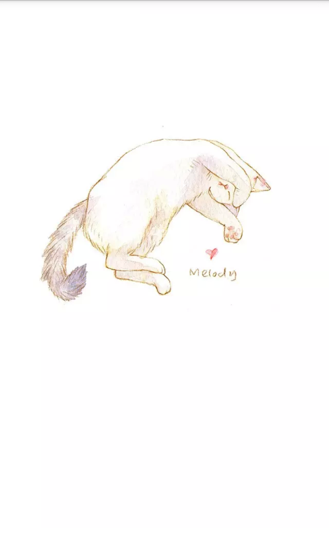 高清壁纸 猫 手绘猫 小清新 头像 彩笔画 白猫