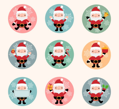 9款圆形卡通圣诞老人图标矢量素材免费下载_好图网图片素材:http://su