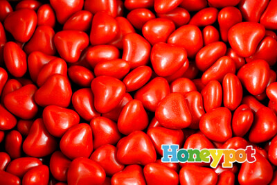 honeypot小蜜糖罐儿糖果店,红色心形代可可脂巧克力豆,适用于婚礼