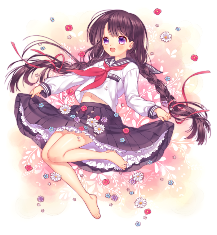 二次元 粉色 麻花辫 少女 开朗