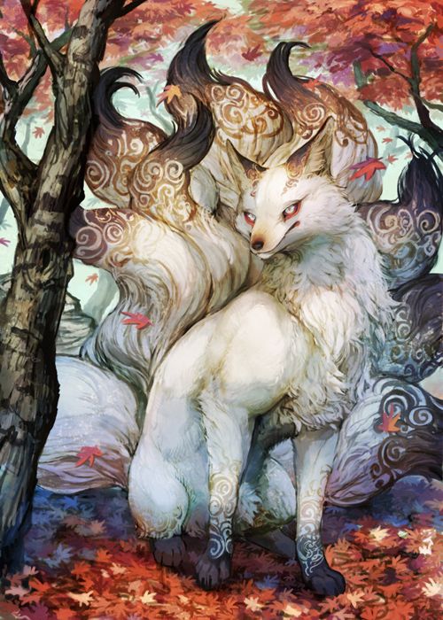 白狐 狐 壁紙 和風 Udin