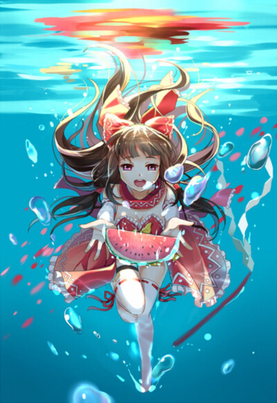 壁纸动漫唯美伤感人物插画作品分享水中人物