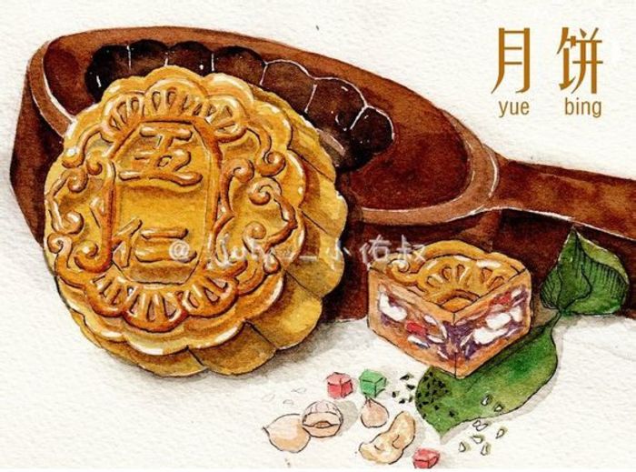 中秋# #五仁月饼# 手绘插画美食|july_小佑叔