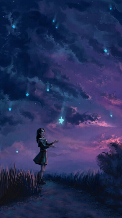 插画,风景,人物,森系,手绘,水彩,涂鸦,星空,唯美,意境,背景