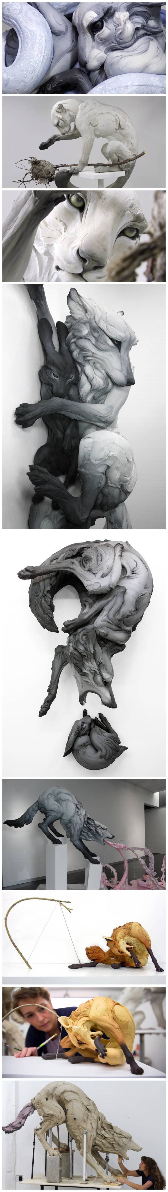 雕塑家 beth cavener stichter 细腻的人类情感铰接与动物形态的雕塑
