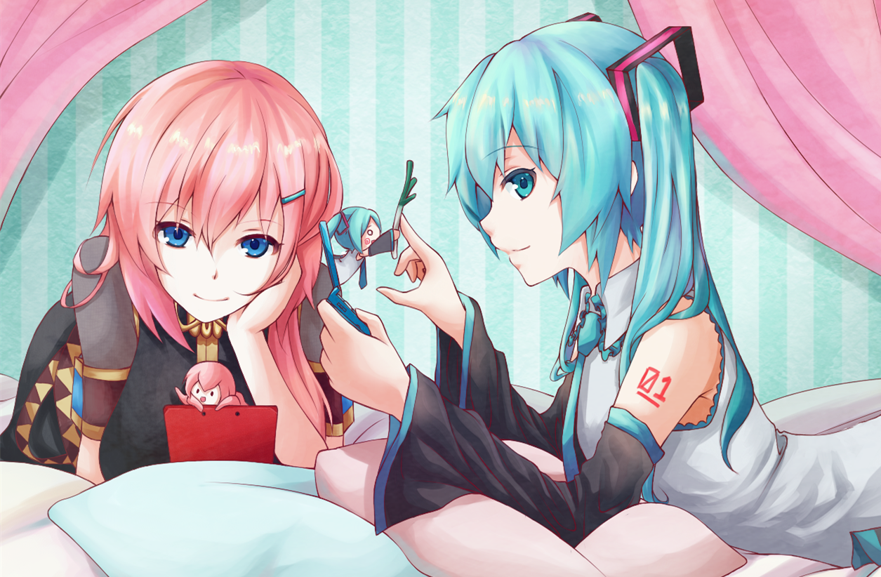 p站 二次元 插画 少女 动漫 初音未来 巡音流歌 画师:nyasa id=