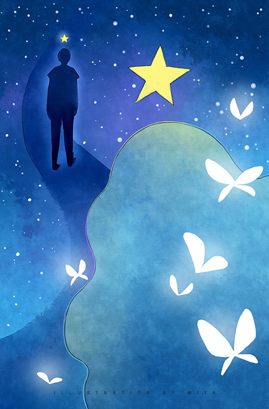 我常常一个人 走很长的路 仰望星空 我想知道 有人正从世界的某个地方
