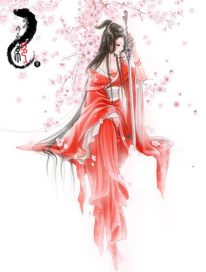 古风插画,风景,人物,手绘,水彩,涂鸦,唯美,意境,背景.