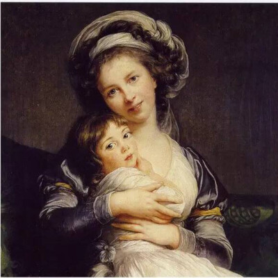 布面油画,105 x 84 cm,1786 年,巴黎卢浮宫 《画家和她的女儿》是