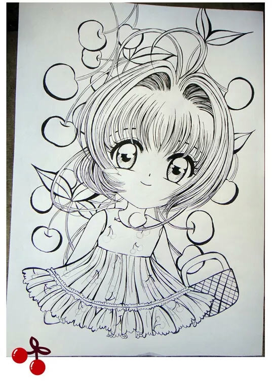樱桃小樱线稿http://tieba.baidu.com/f?kw=… - 高清图片，堆糖，美图壁纸兴趣社区