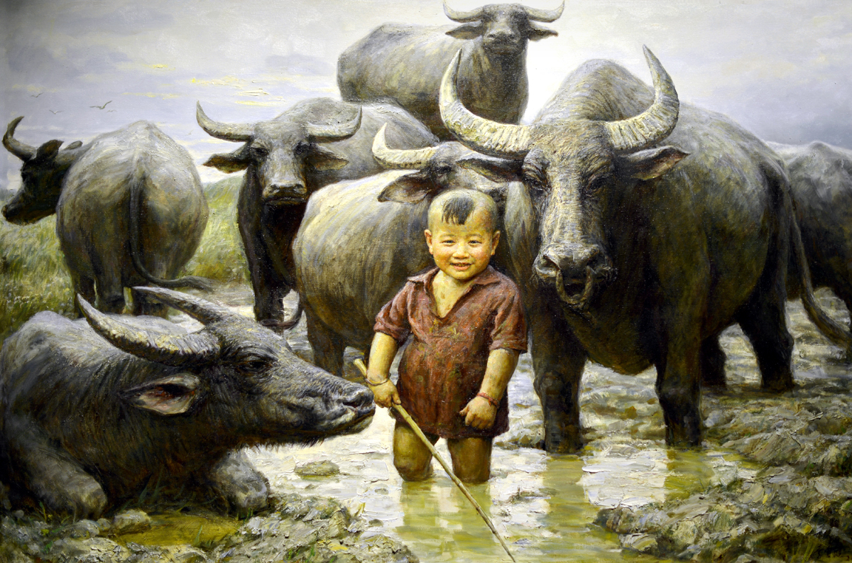油画4（放牛的孩子）-中关村在线摄影论坛