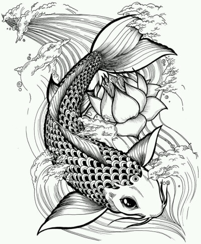 黑白 线稿 手绘 装饰画 鱼