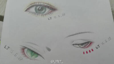 手绘 眼睛 动漫 铅笔画 彩铅画 素描