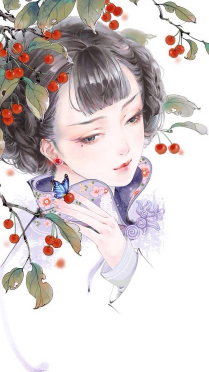 民国 旗袍 古风 手绘 插画 绘图 美女