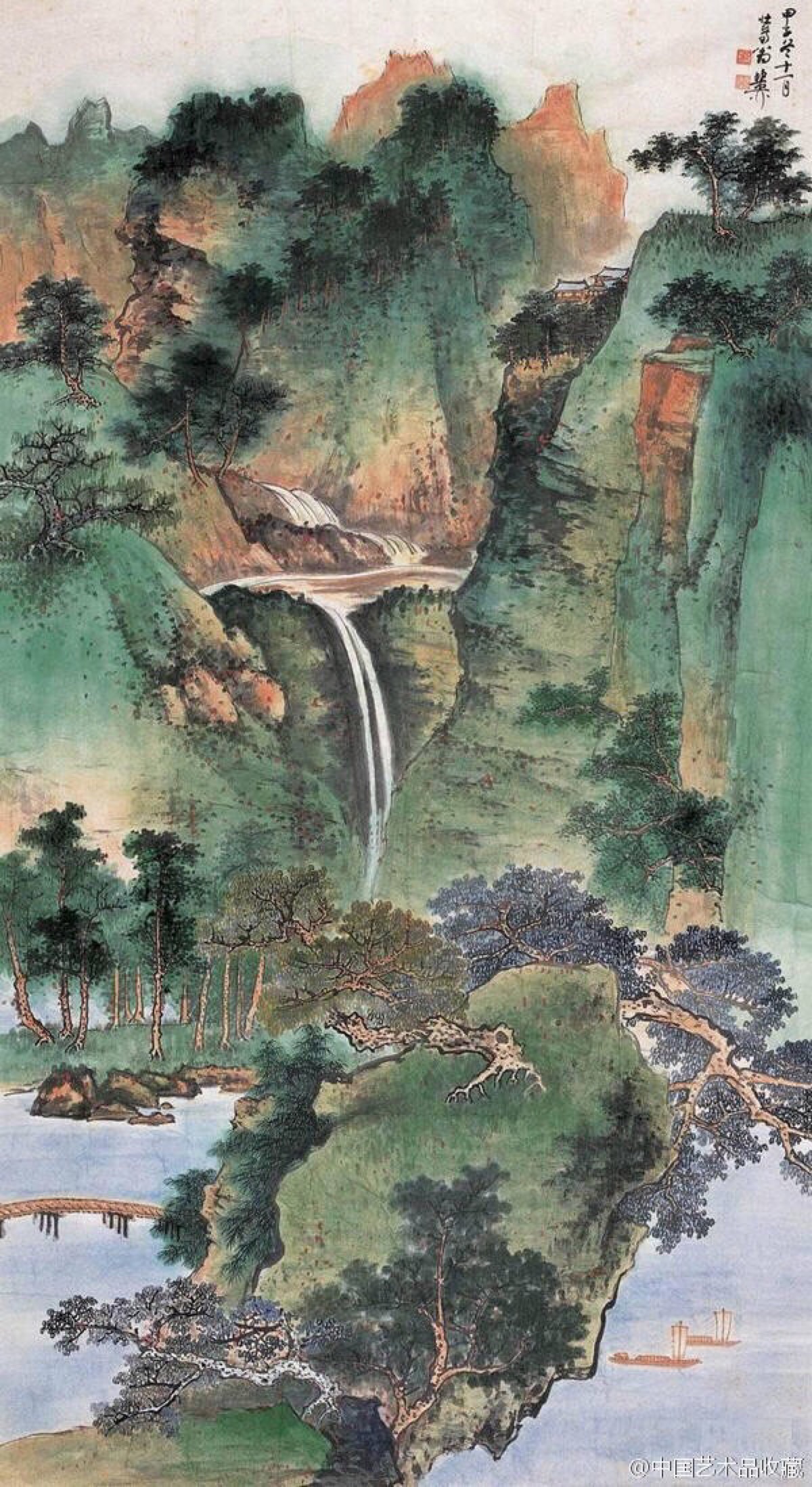 山水画#【 谢稚柳 《山水图》 】谢稚柳的山水画一开始就力学北宋,从