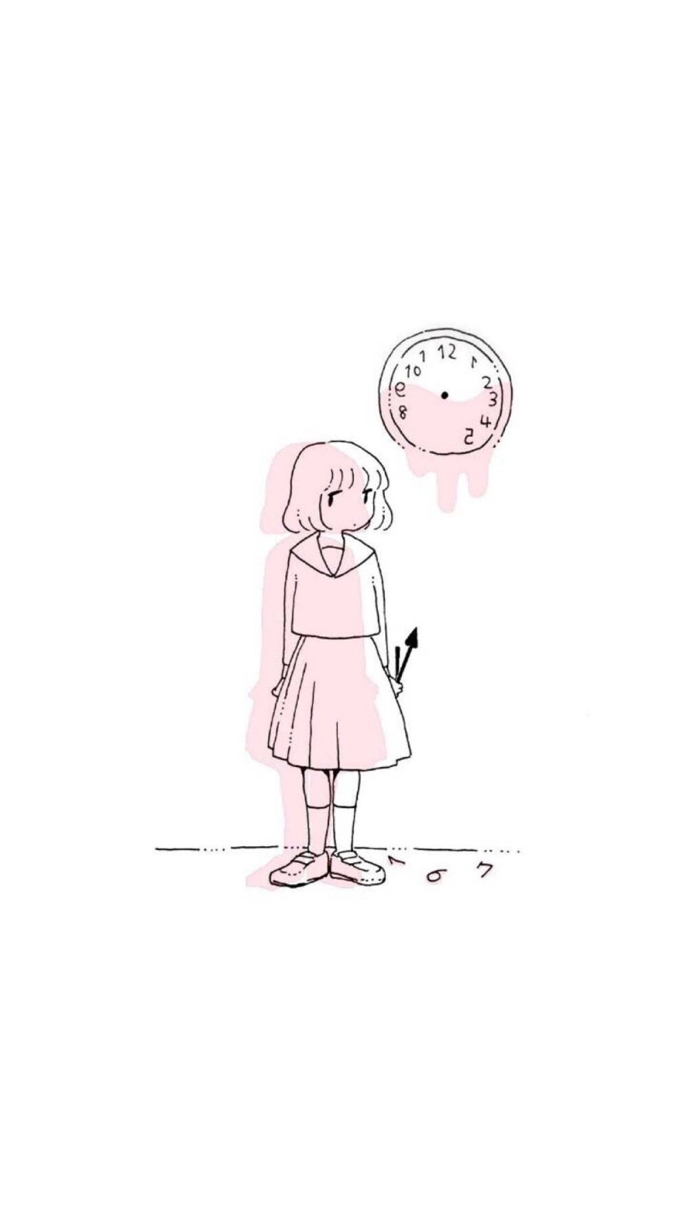 女孩 女生 可爱 插画 手绘 漫画 卡通 白色 粉色 壁纸 锁屏 头像 背景