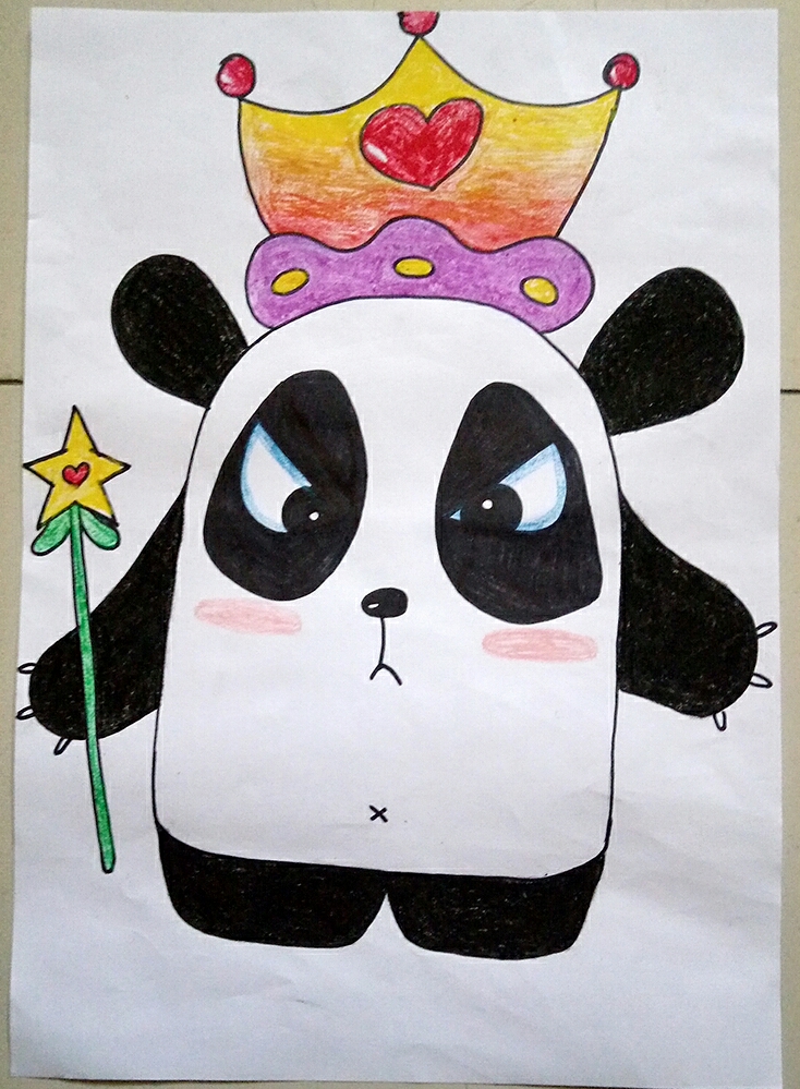 儿童画,熊猫王