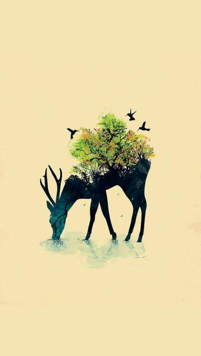 森系森林小鹿 麋鹿插画