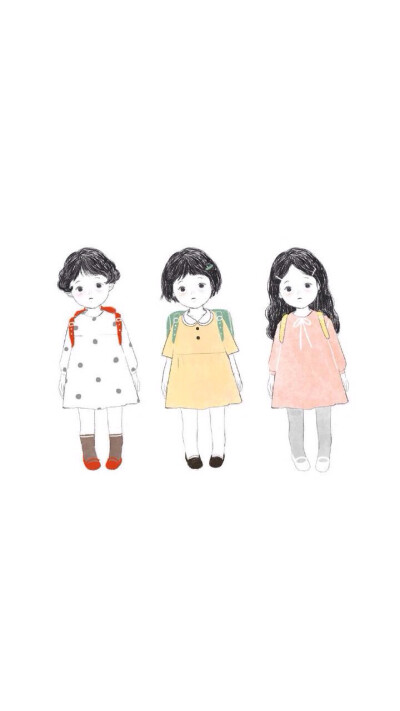 三个小女孩 插画壁纸