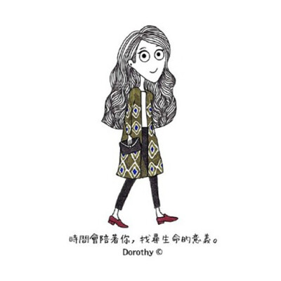 非常阳光且正能量的手绘女生绘画配字的文字图片,来自插画师@dorothy