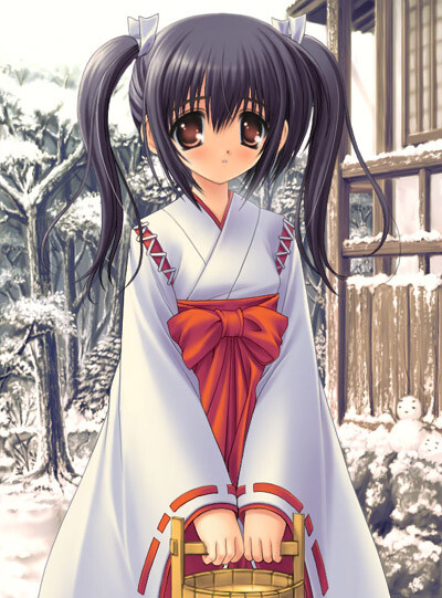 二次元,红白,巫女服,少女!