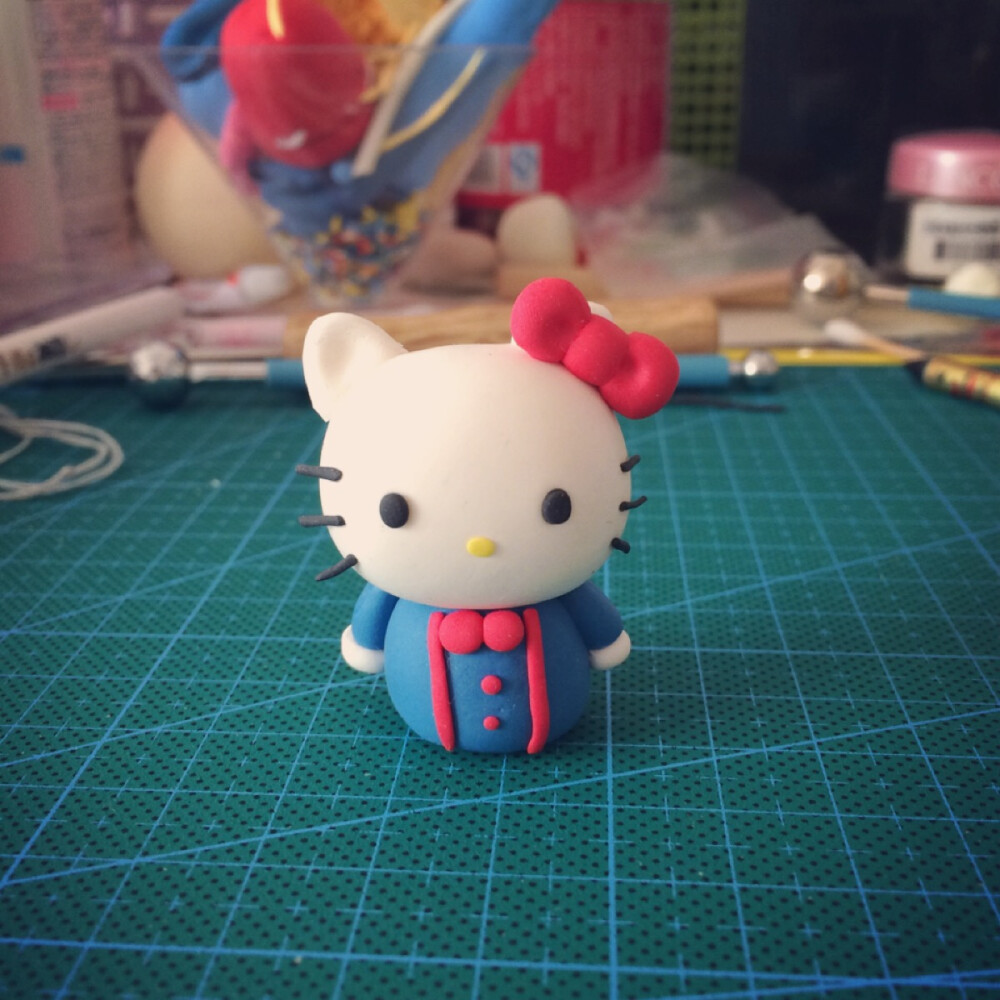 手工超轻粘土hellokitty猫粘土