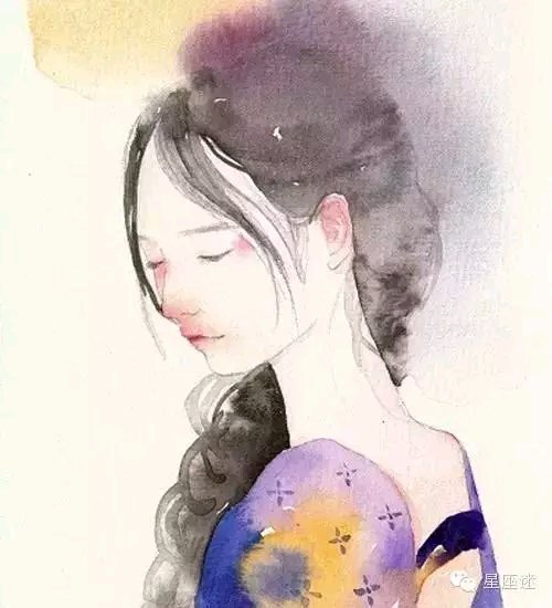 水彩 插画 女 唯美 头像
