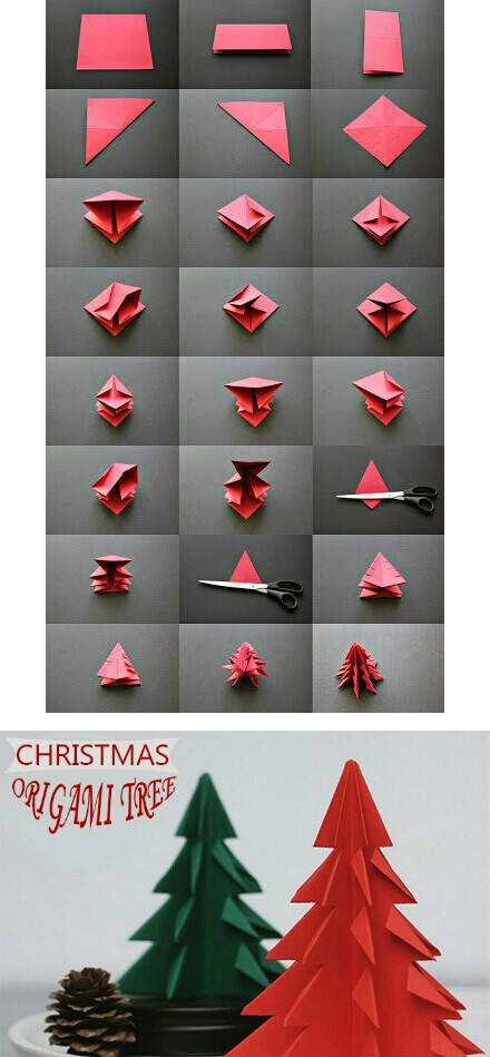「圣诞树」用一张纸折叠出一棵美丽的圣诞树,merry christmas~!