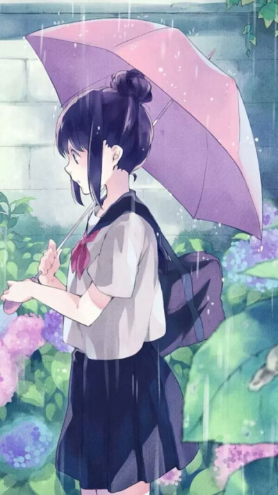 高清 插画 简洁 黑长直 女生 呆萌 唯美 可爱 萌萌哒 小清新 动漫美图