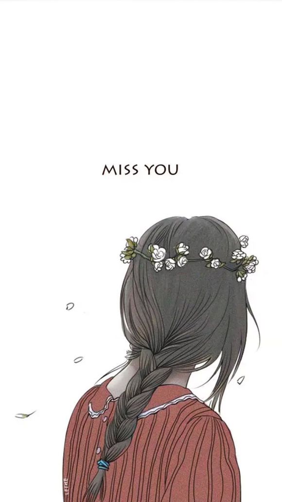 miss you 唯美 背影 女头(自截) 碎花