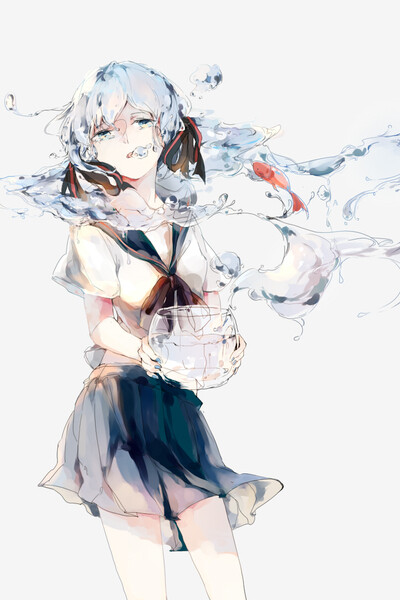 水初音,水手服.