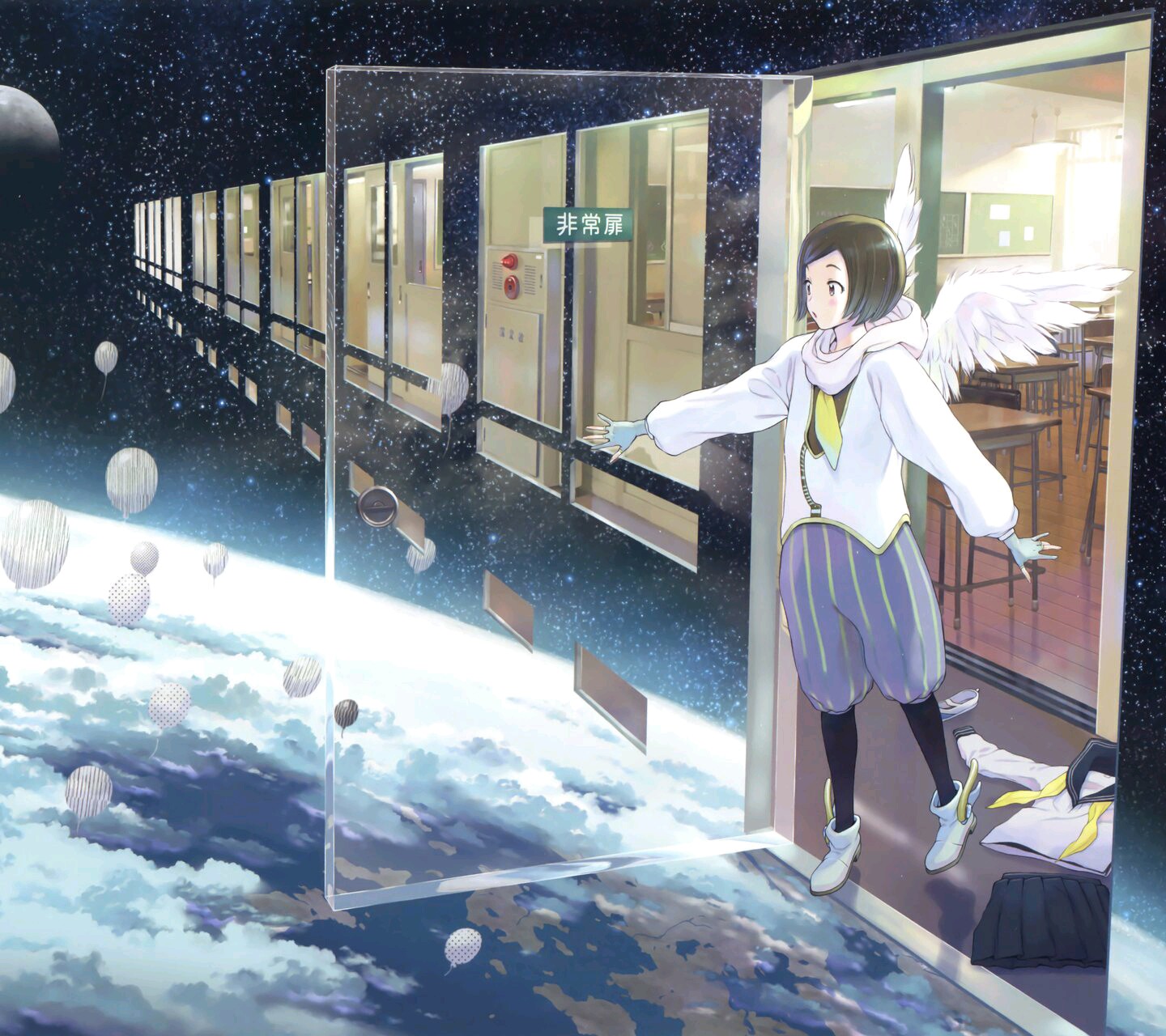 动漫 二次元 人物 星空 太空 意境 唯美 插画 高清 壁纸