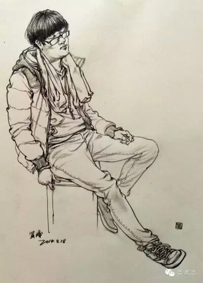 优秀场景人物速写写生作品