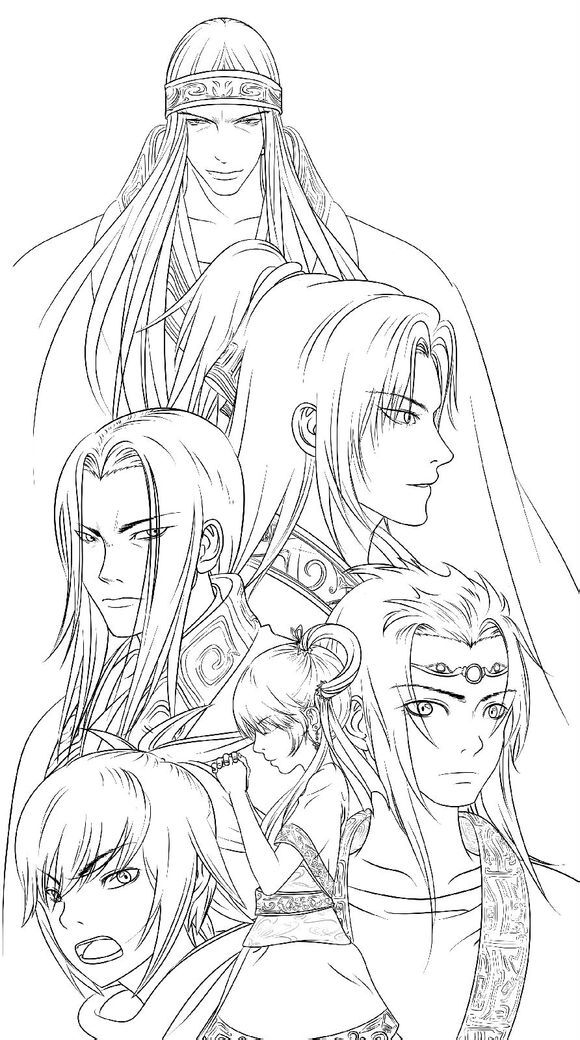线稿# #古风#古风气质人物 线稿大全,漫画上色线稿大全,上色素材
