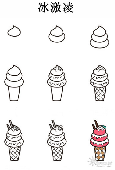简笔画 范画 美食 冰淇淋
