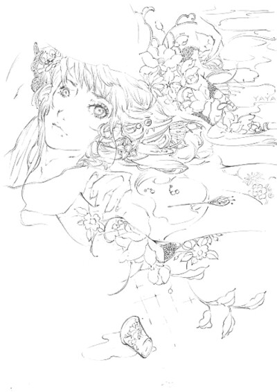 线稿# #古风# 古风美女 线稿大全,漫画上色线稿大全,上色素材,橡皮章