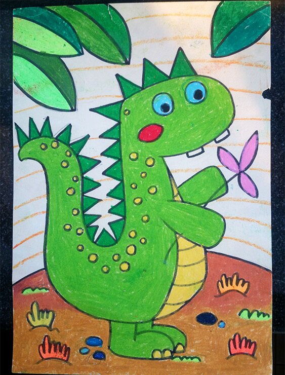 儿童画 插画 简笔画 涂鸦 卡通画 壁纸 素材 蜡笔画 恐龙