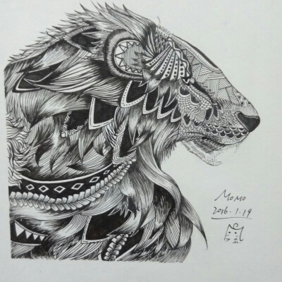 具象黑白装饰画——狮子【为什么有些人说像豹子啊哈哈哈2333,这是我