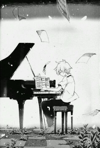 弹钢琴的白发少年(突然想起渚薰)