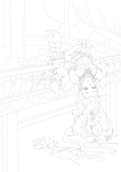 线稿# #古风# 古风女子 线稿大全,漫画上色线稿大全,上色素材橡鹌ふ 