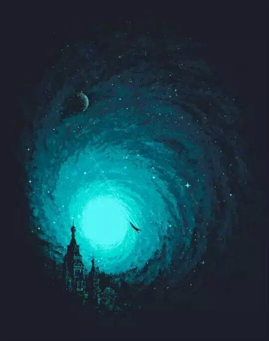 夜空意境唯美绘画插画梦幻