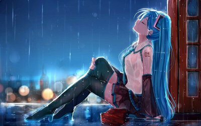 女生头像雨中哭泣