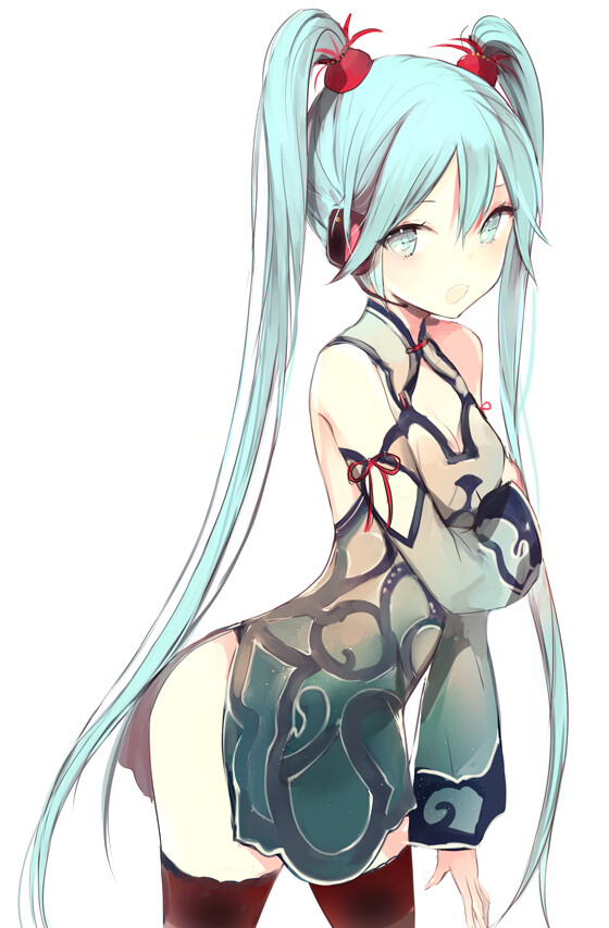 p站 二次元 插画 少女 头像 原创 壁纸 初音未来 vocaloid 旗袍 唯美