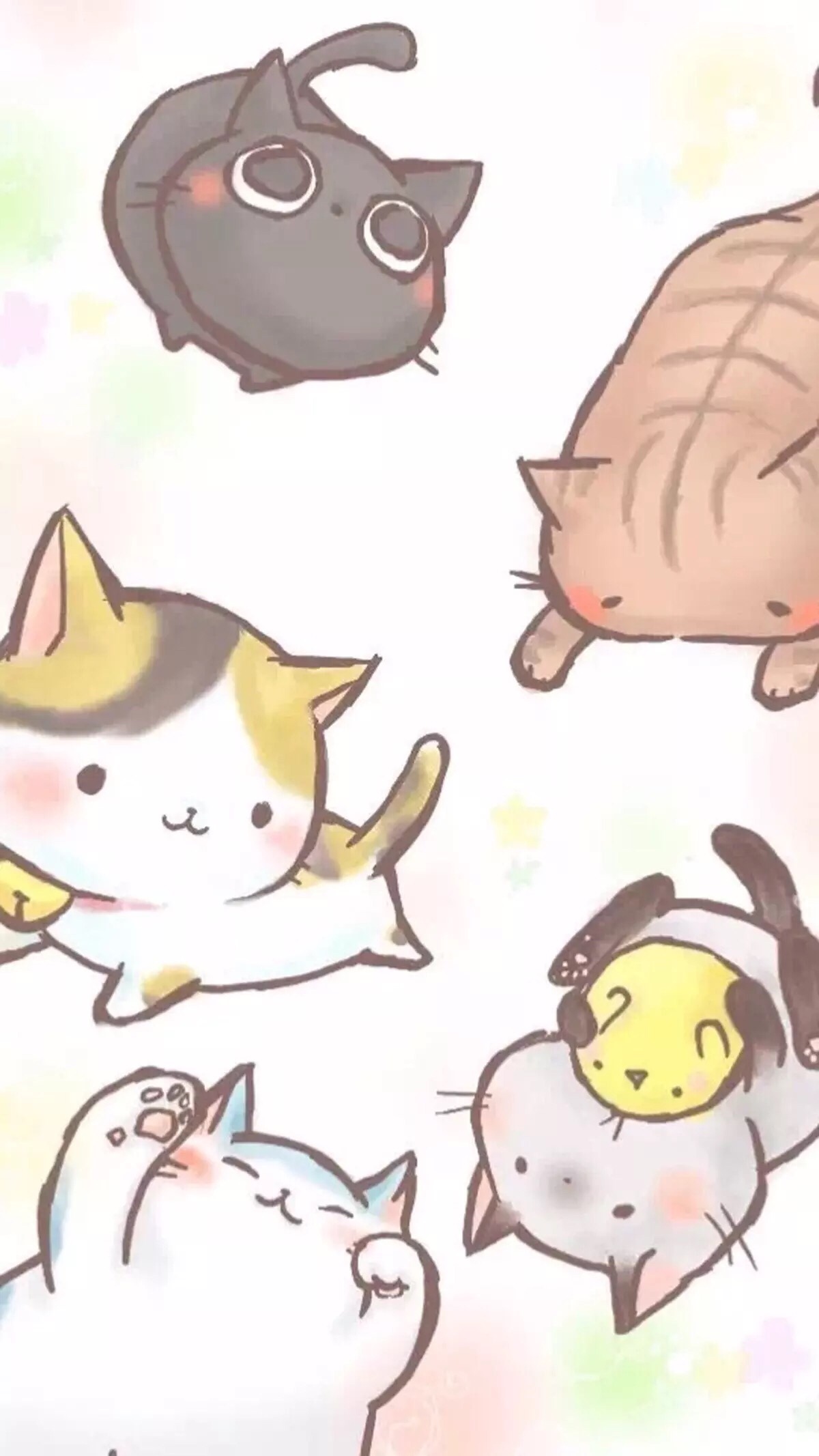 卡通插画 猫咪 喵星人 萌 可爱 文艺 唯美 手机壁纸 聊天背景