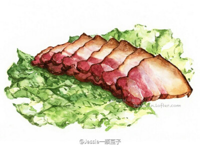 手绘水彩 美食食物 插图插画 涂鸦绘图 吃货福利 水粉彩铅 肉食主义者