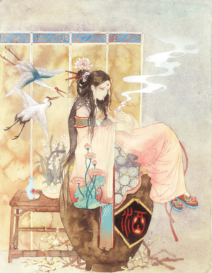 手绘,古风,水墨,人物,插画,封面,场景