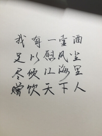 我有一壶酒 足以慰风尘 尽倾江海里 赠饮天下人