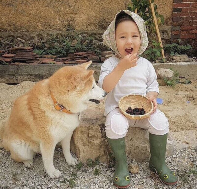 萌娃 小女孩和狗狗的陪伴 小孩子 头像 可爱