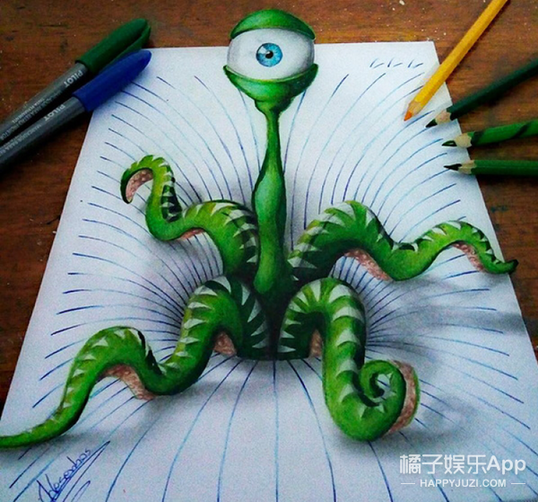 男孩叫做卡瓦略,擅长创作3d素描立体画.