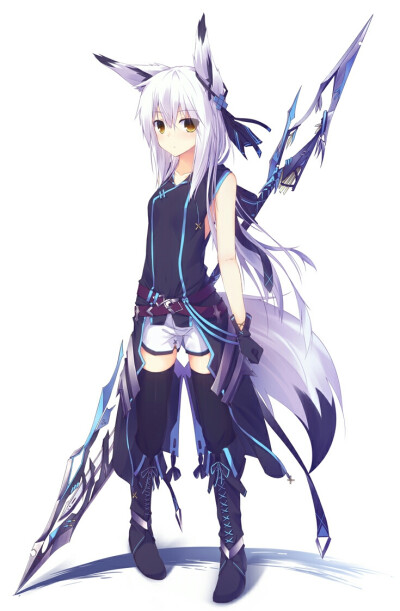 画师zozo #狐妖#二次元#兽耳#萌妹子#动漫#p站画师#白发